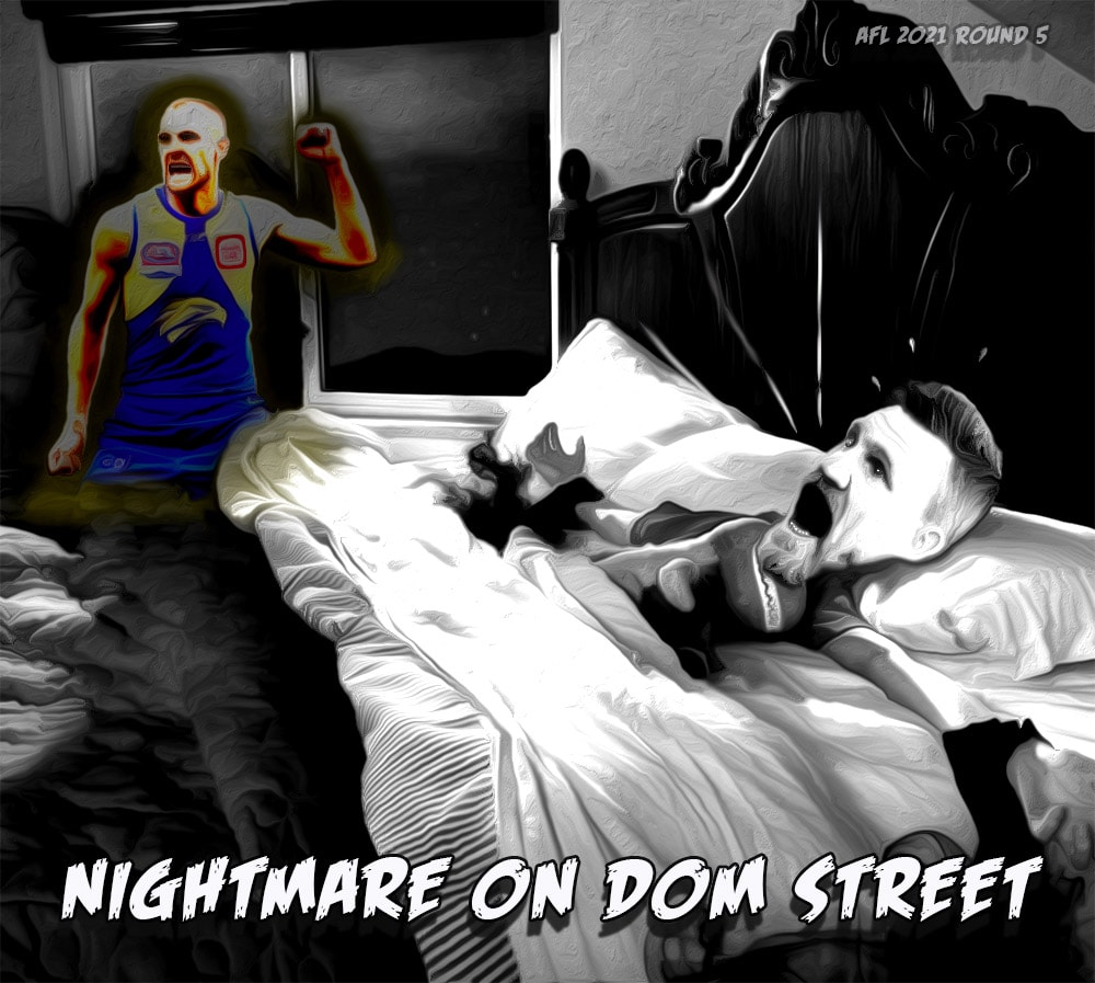 Nightmare — Footy cartoon by Peter Gillies
