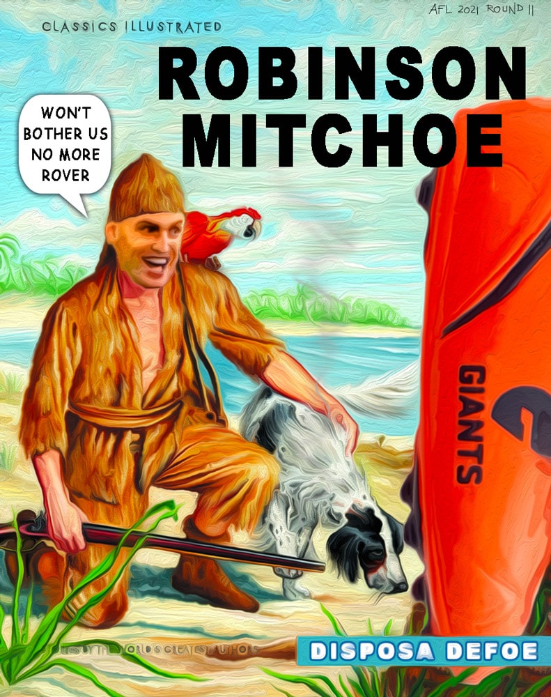 Robinson Mitchoe — Footy cartoon by Peter Gillies