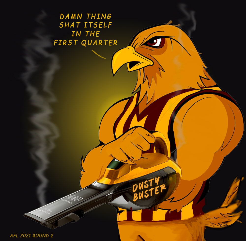 Dusty Buster — Footy cartoon by Peter Gillies