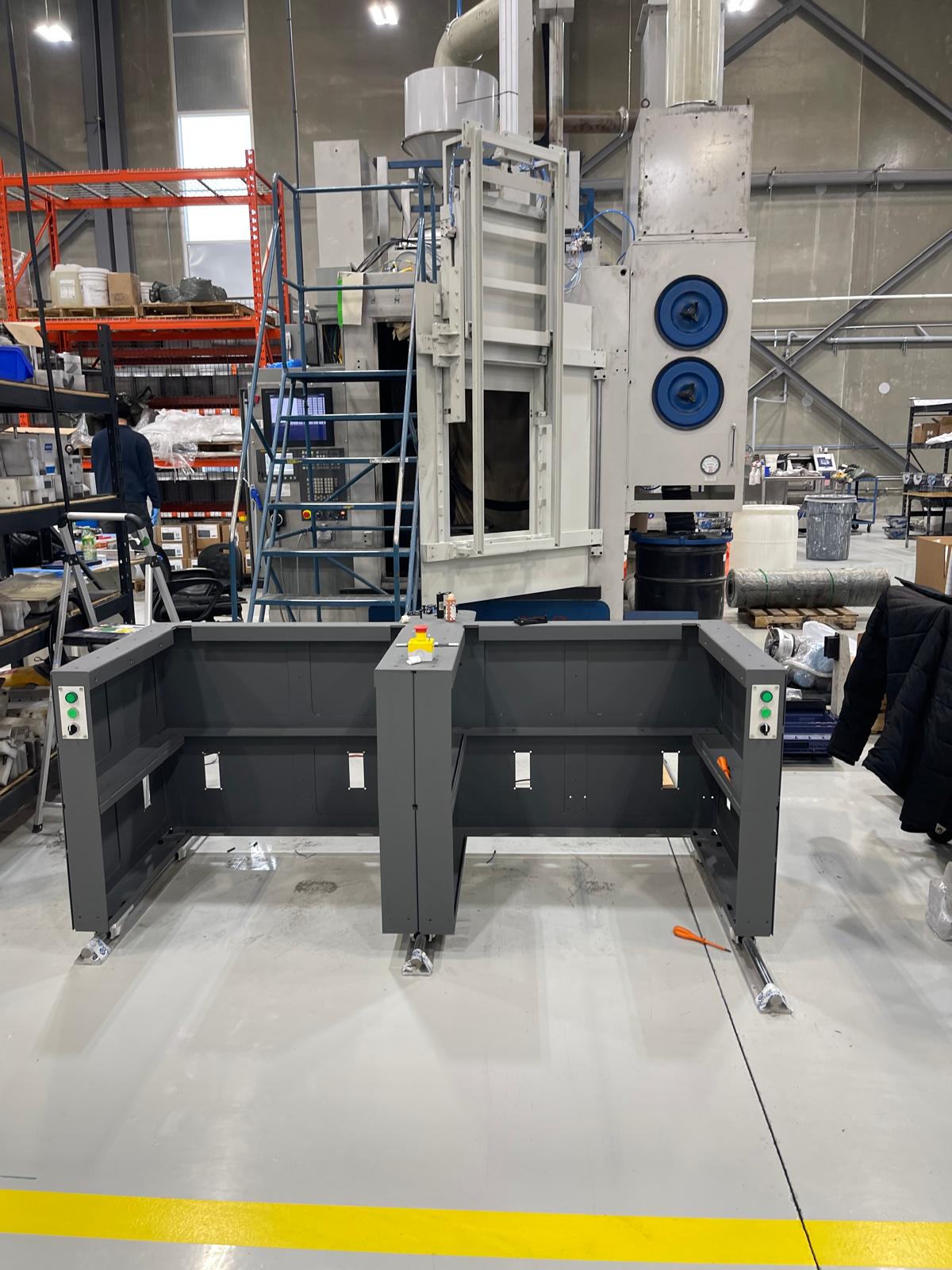 Custom fixture frame installed at the CNC machine