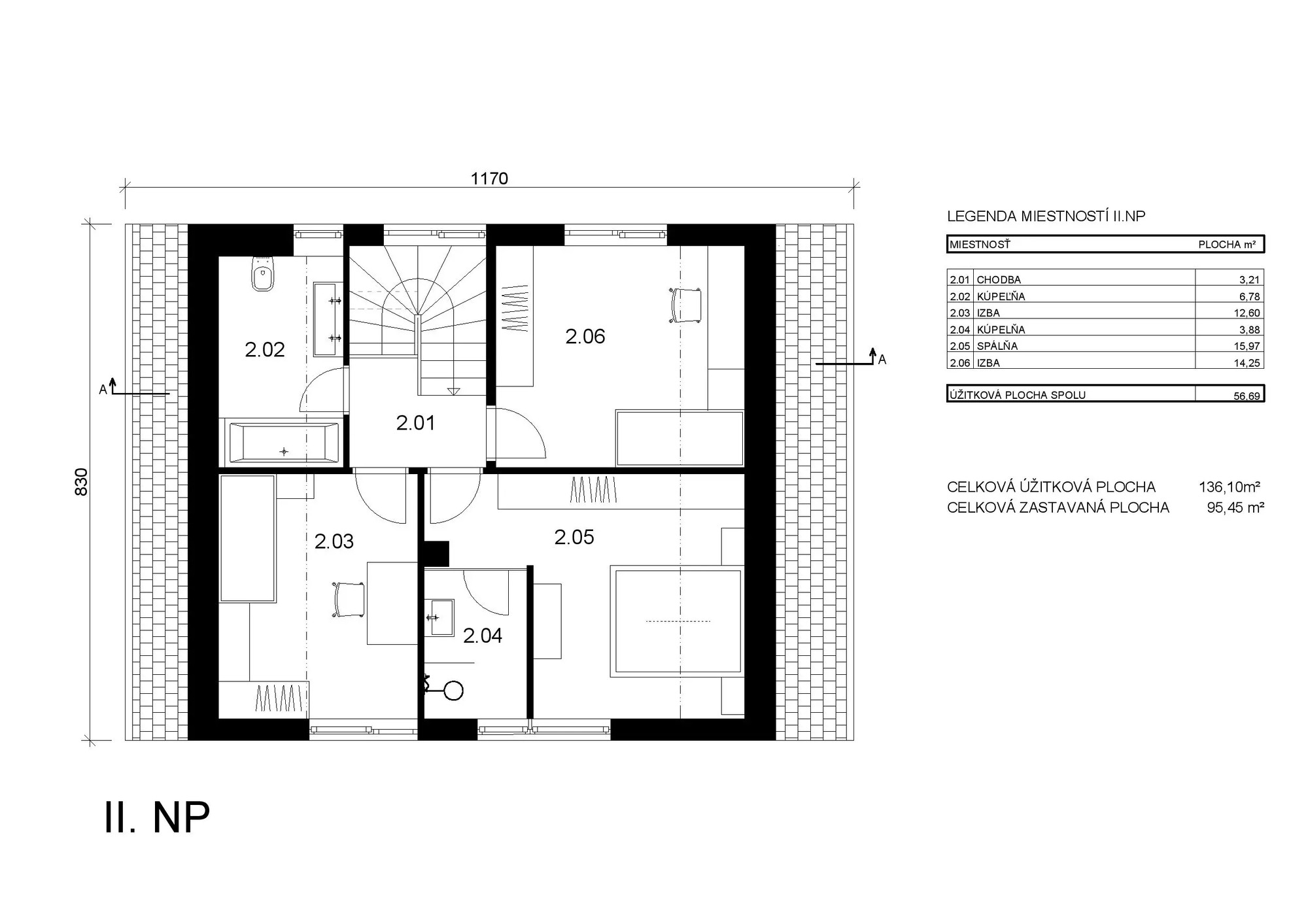 Ingrid 136 – pôdorys poschodie