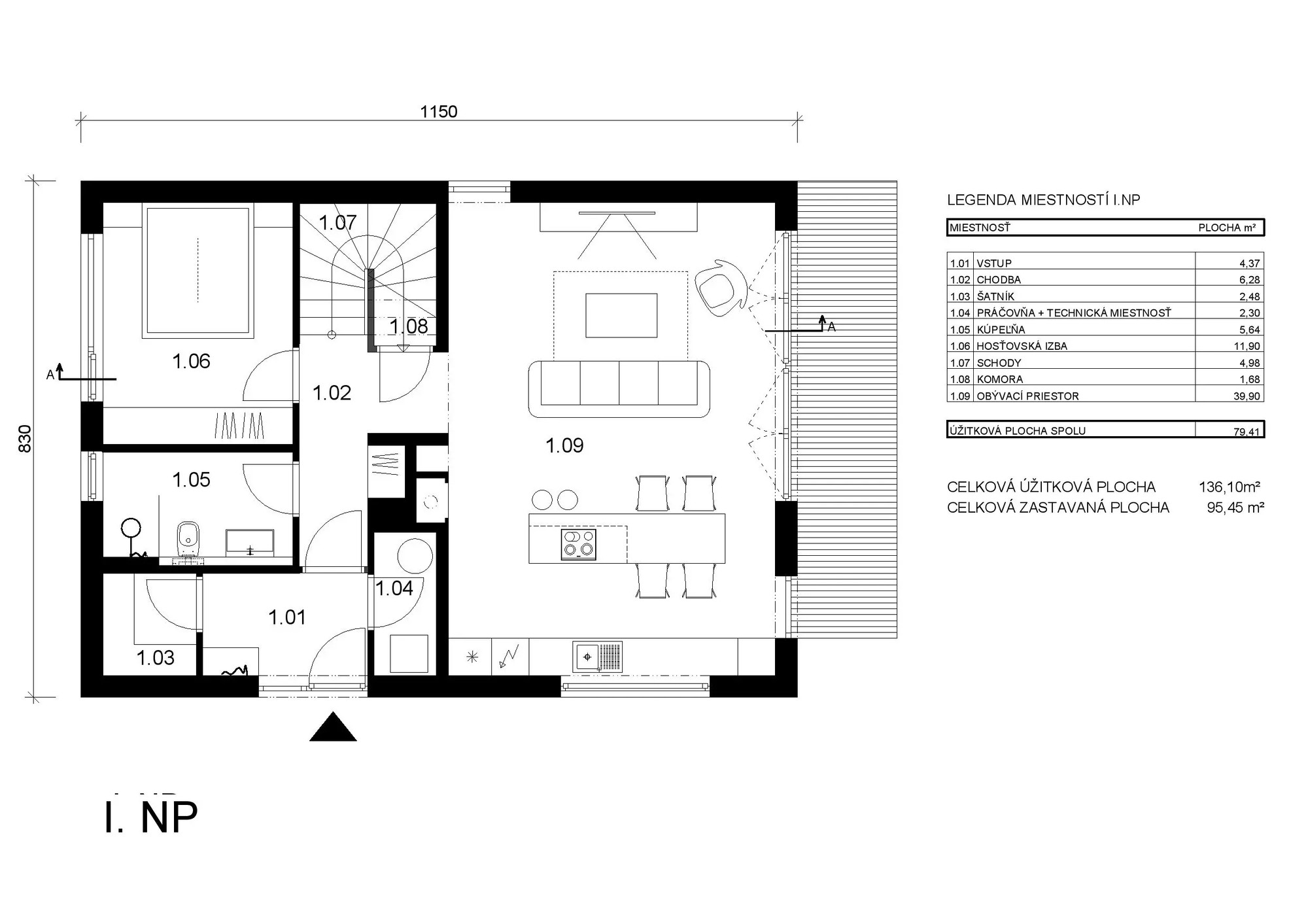 Ingrid 136 – pôdorys prízemie