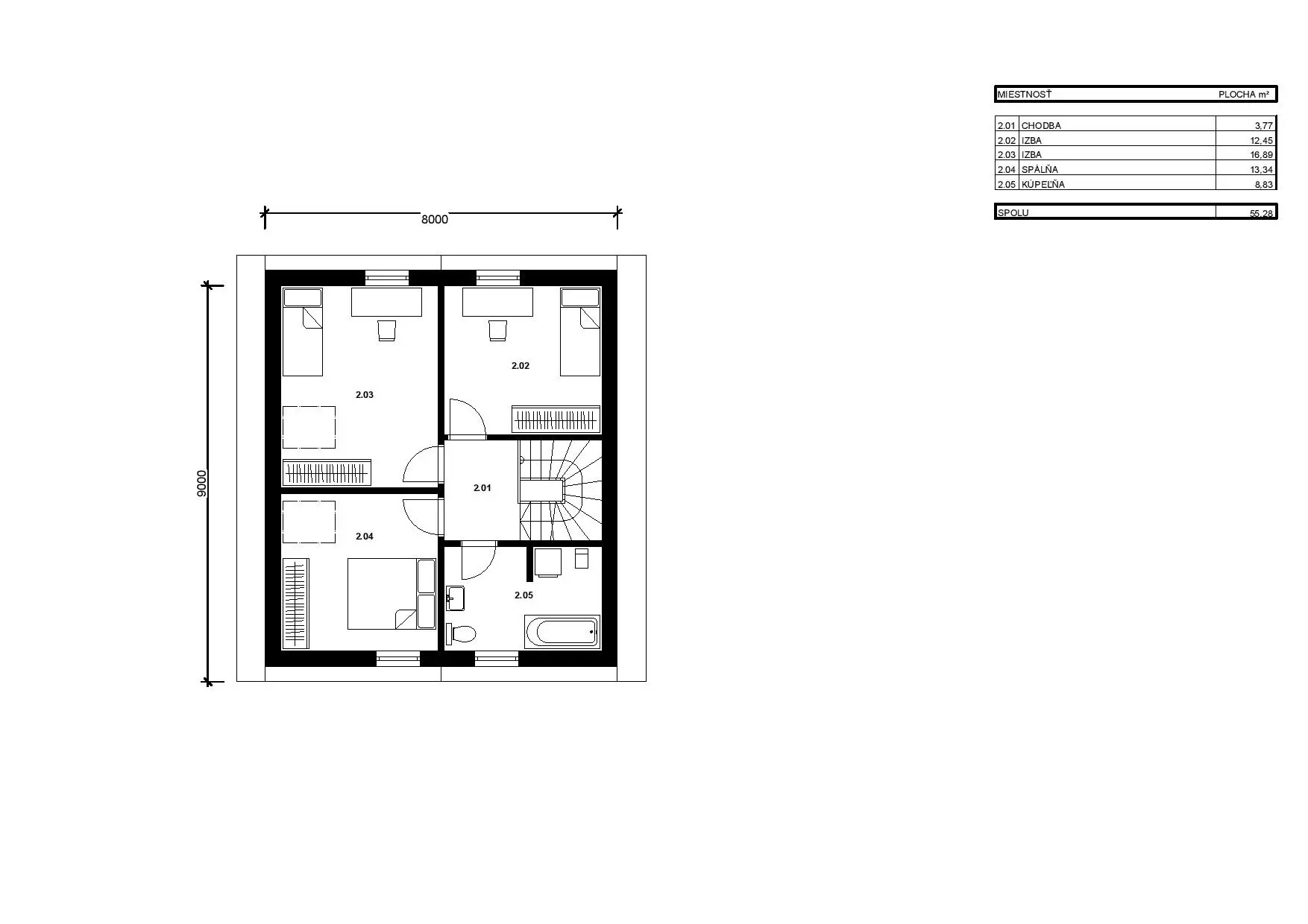 Nela 115 – pôdorys poschodie