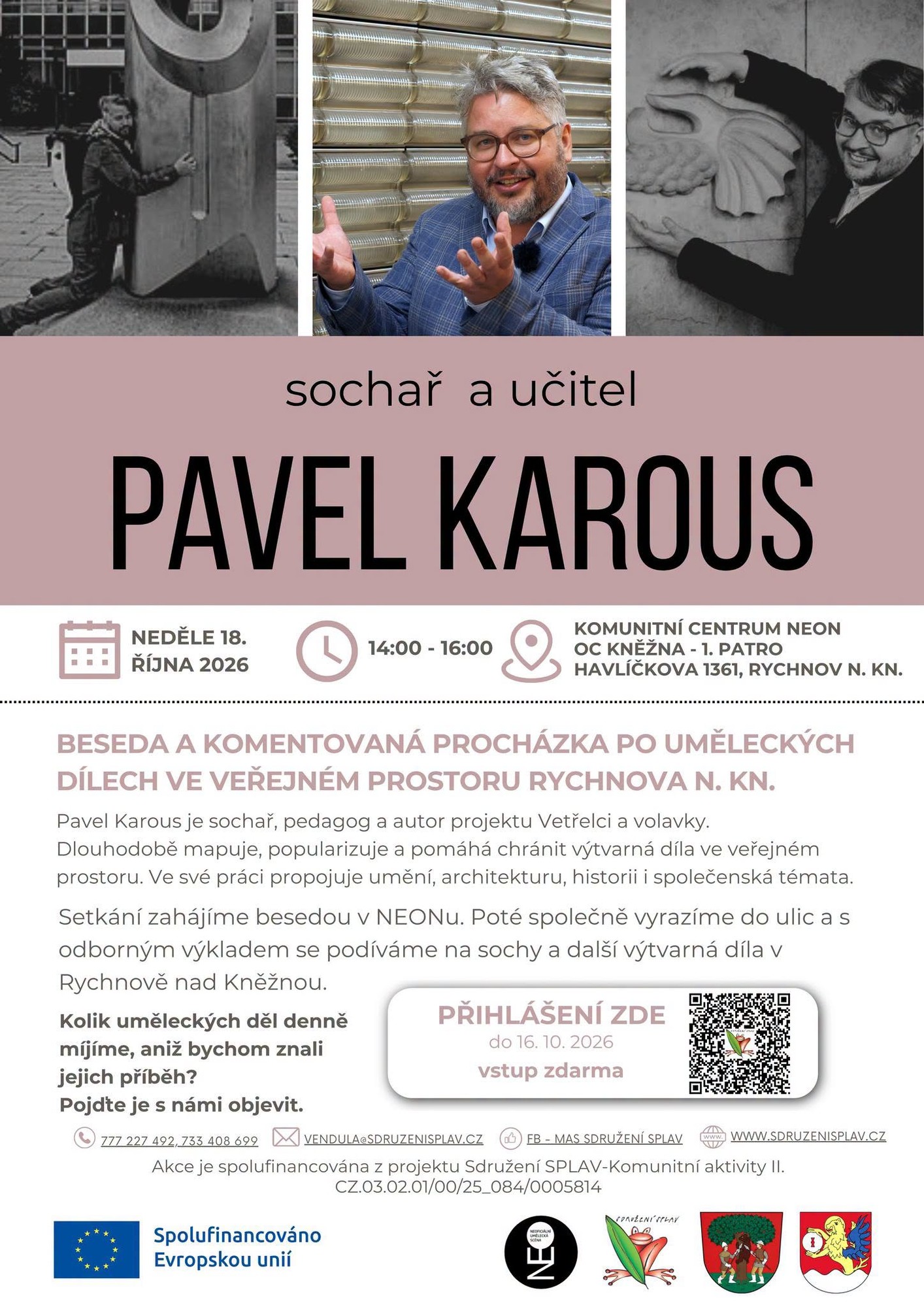 Plakát besedy a komentované procházky s Pavlem Karousem