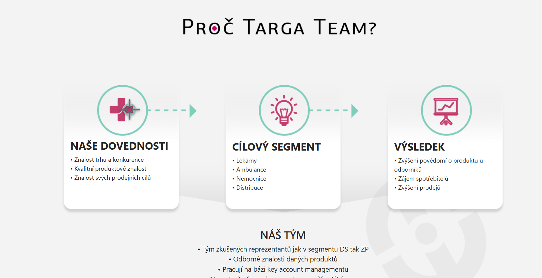 Proč Targa Team — přehled dovedností, cílového segmentu, týmu a výsledku na jednom místě