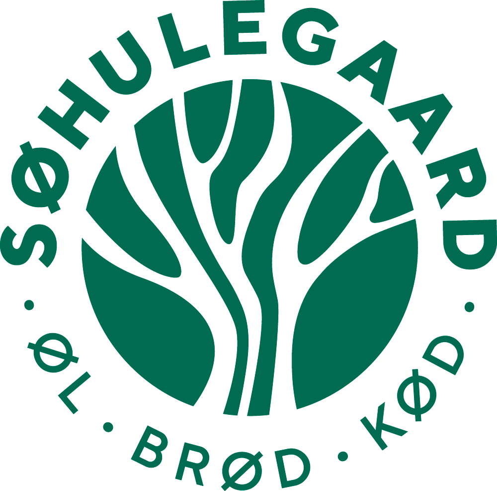 Søhulegaards logo: øl, brød, kød