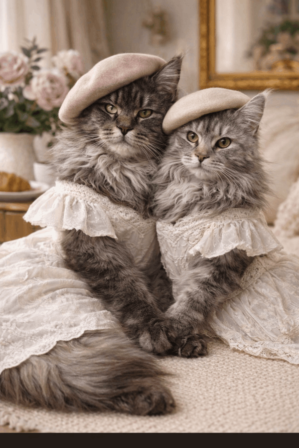 Dilute Maine Coons — elegant portrait
