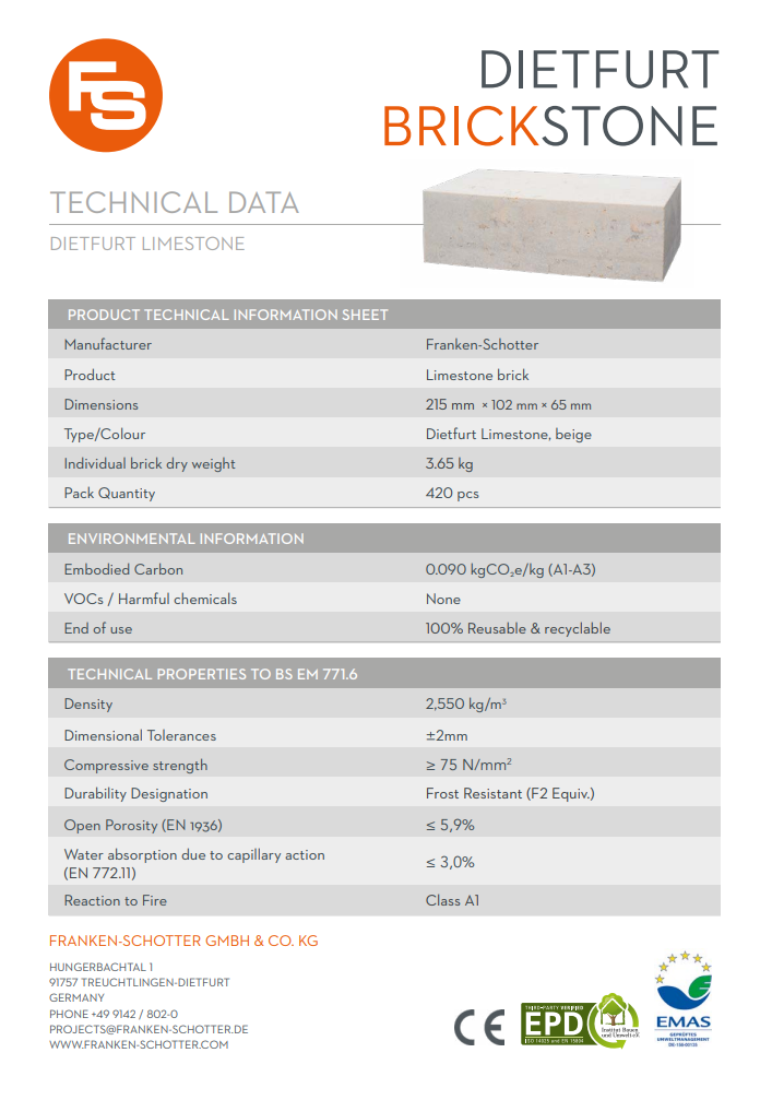 Hutton Stone technical sheet