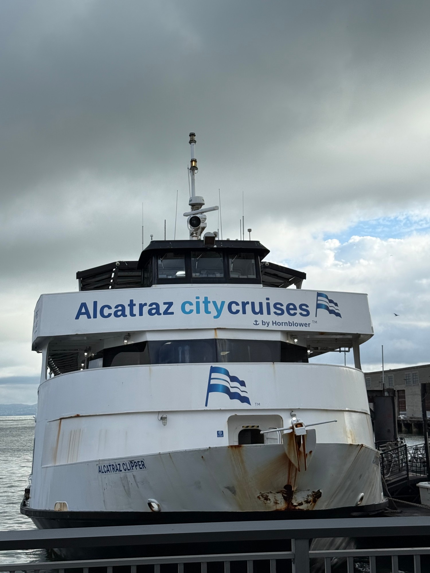 The Alcatraz City Cruises ferry docked at Pier 33 in San Francisco