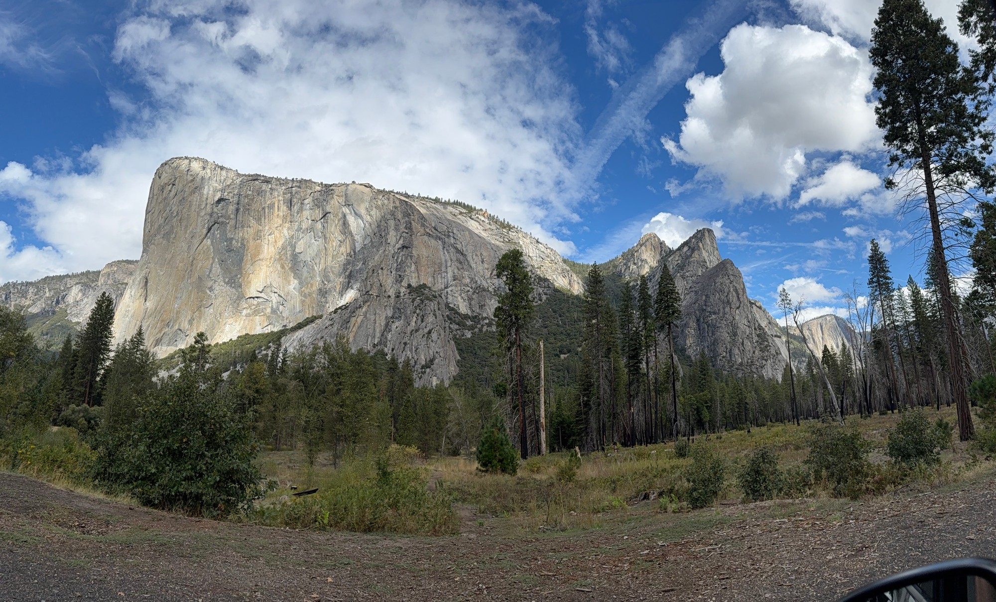 El Capitan rising above the meadows and forest of Yosemite Valley