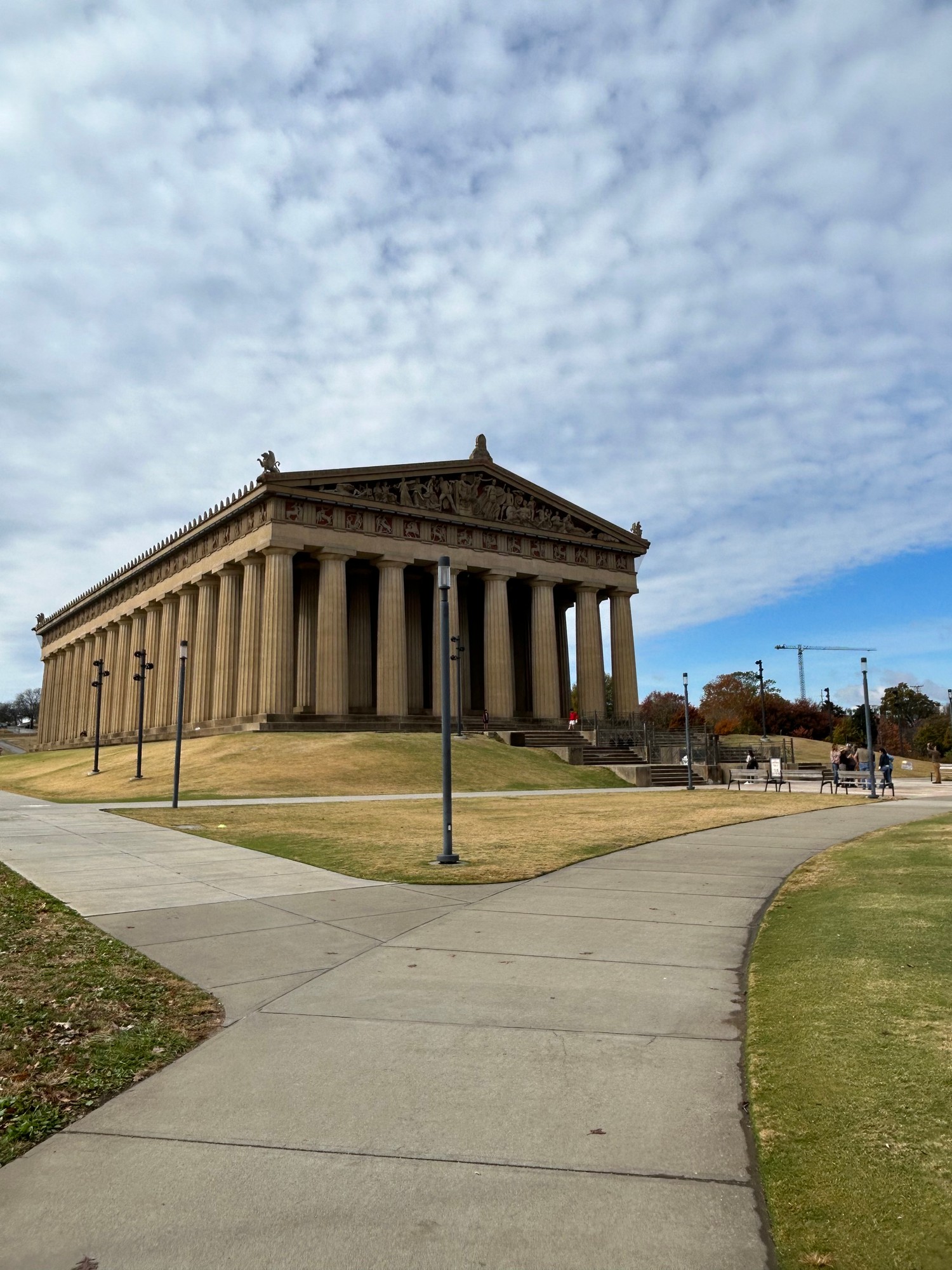 The Nashville Parthenon, the full-scale replica in Centennial Park, on a clear autumn day