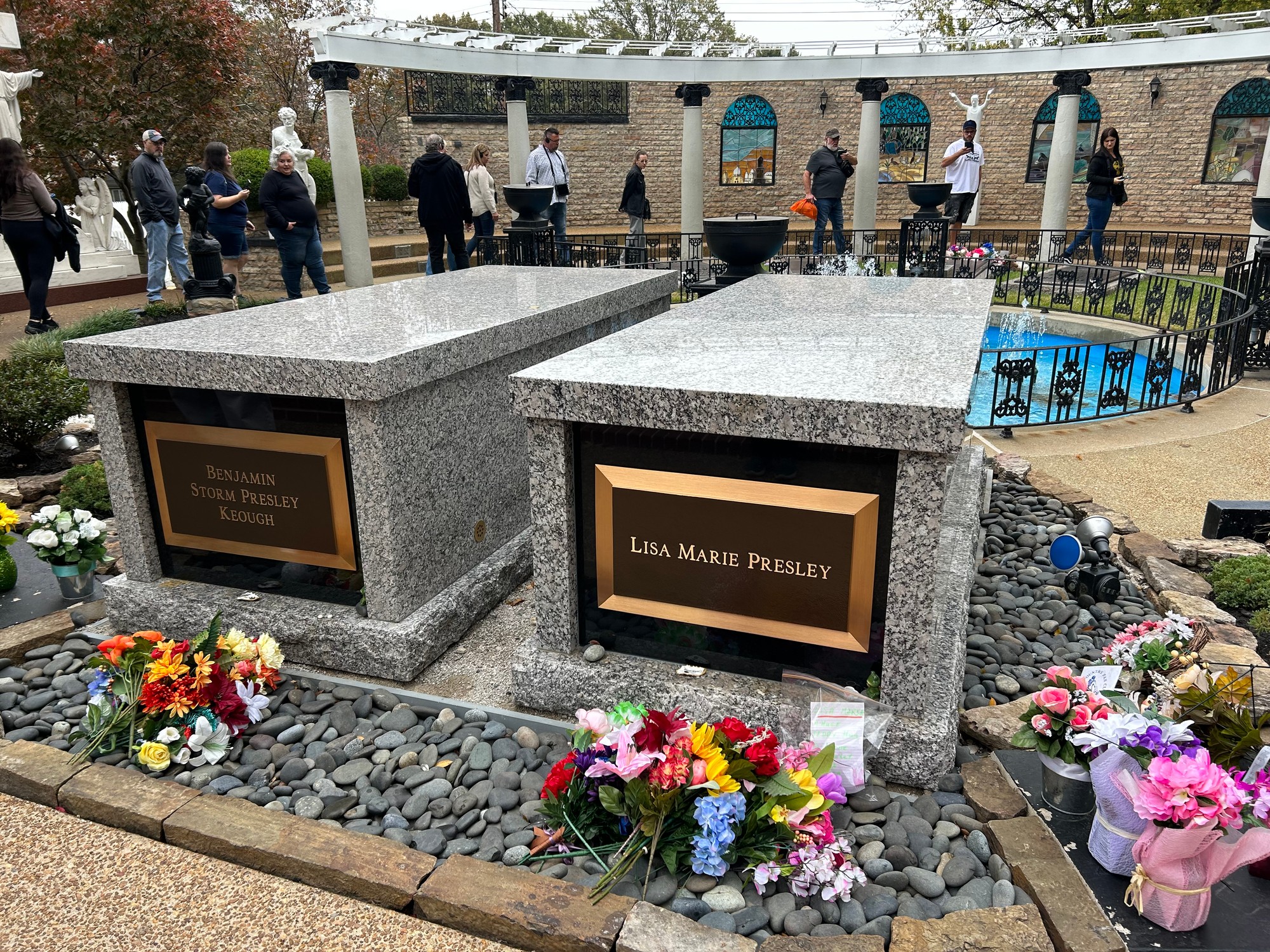 The Meditation Garden at Graceland, the final resting place of Elvis, Lisa Marie Presley and Benjamin Keough