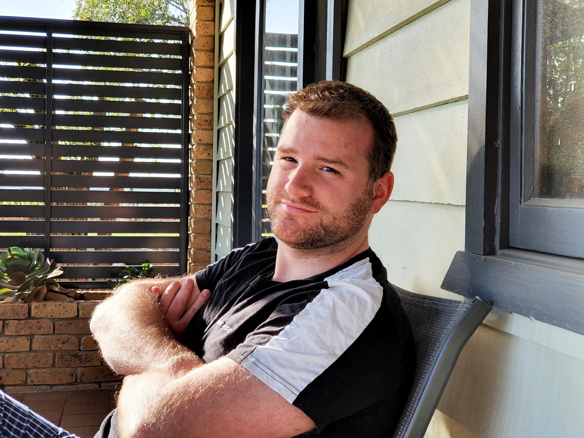 Darren on the verandah in the Hunter Valley
