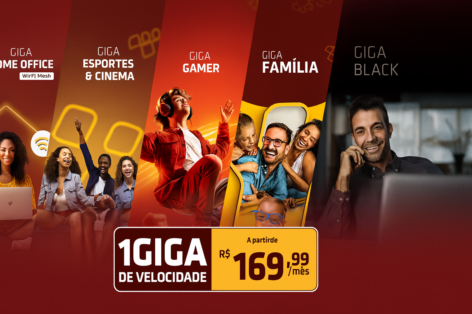 Planos Giga Desktop Internet - Home Office, Esportes & Cinema, Gamer, Família, Black