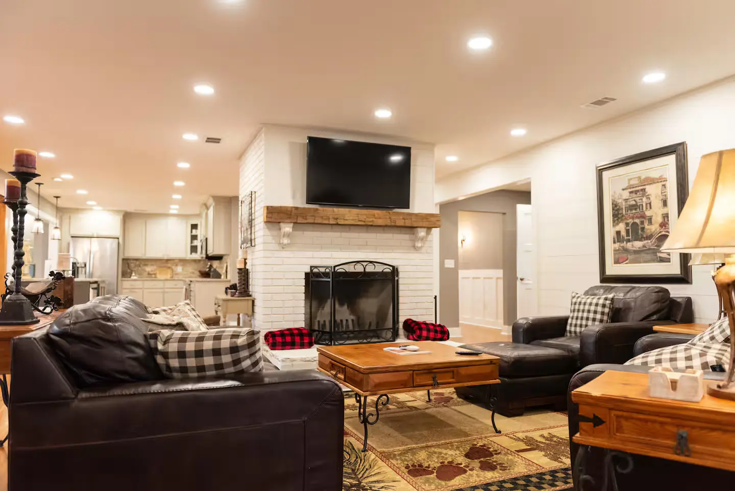 Cozy living room with fireplace and comfortable seating