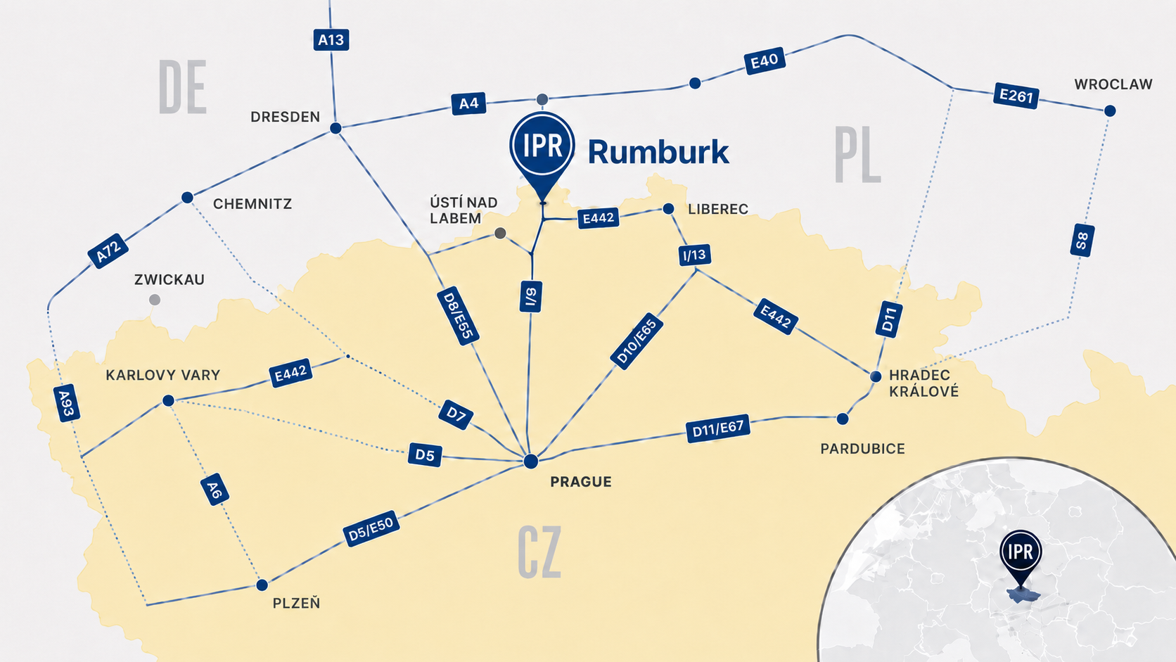 Zákress dopravního napojení HJIP — mapa oblasti trojmezí CZ/DE/PL s vyznačením silnic I/9, B178 a A4