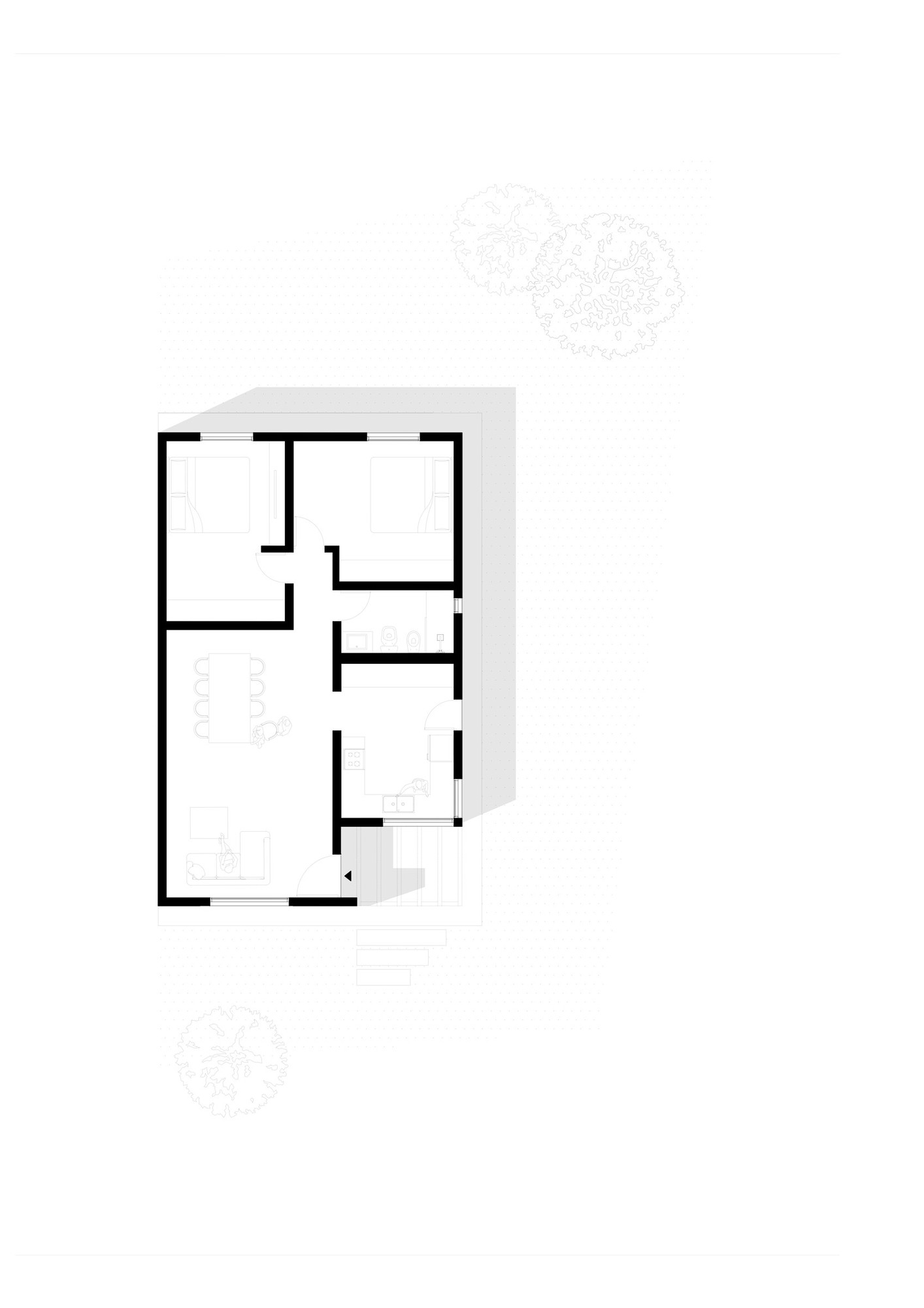 Planta arquitectónica en blanco
