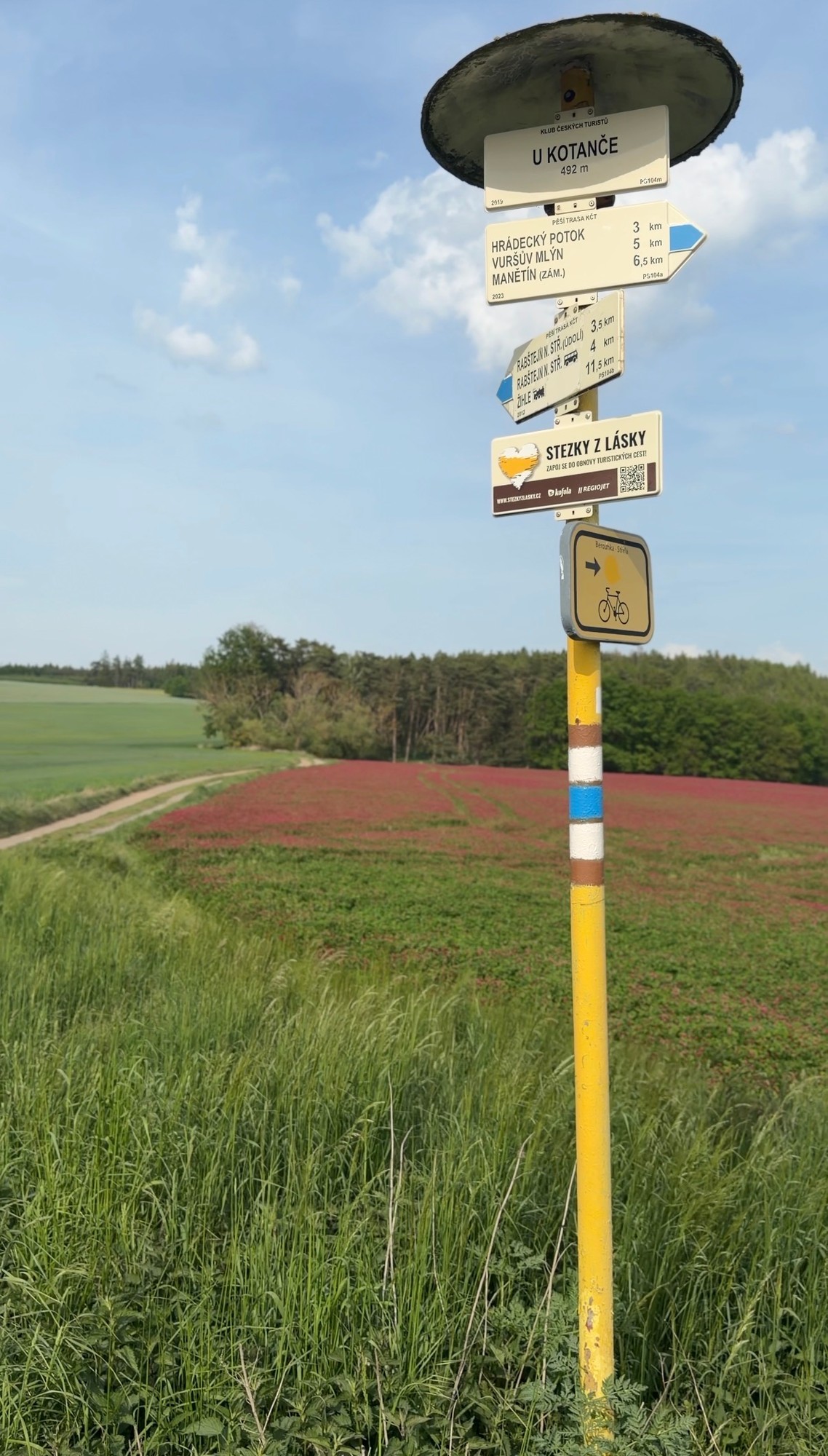 Turistický rozcestník U Kotanče 492 m n. m.