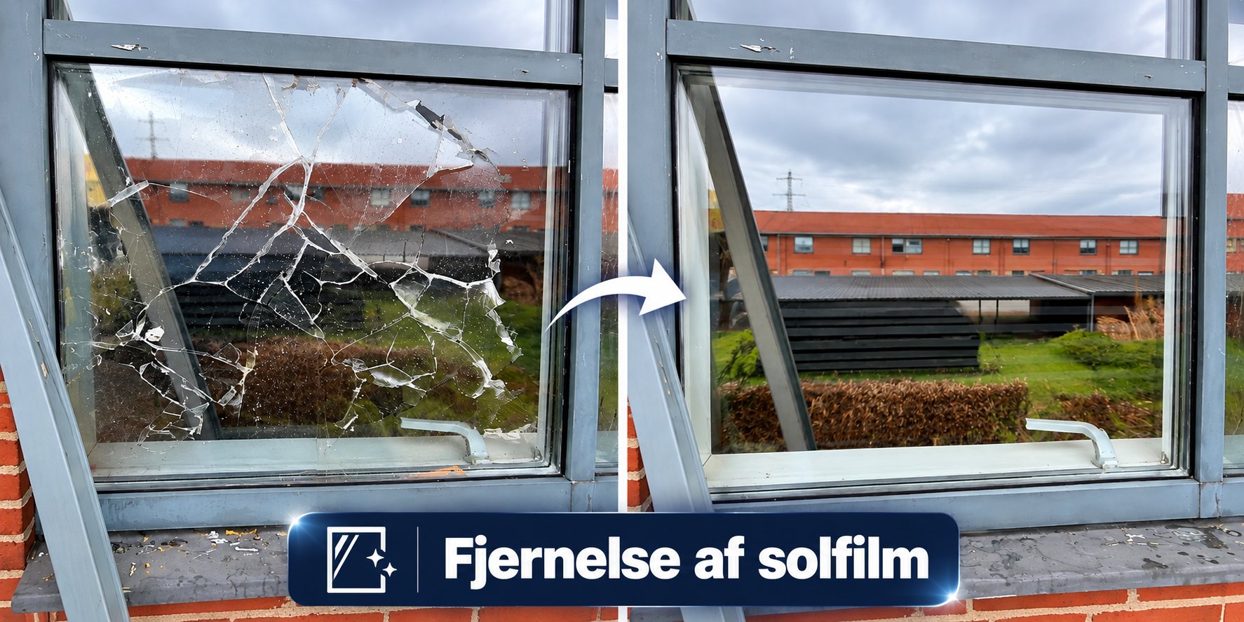 Rude med fjernet solfilm – før og efter