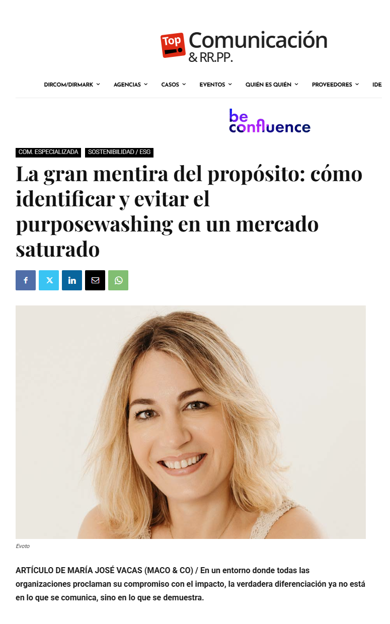 Artículo Top Comunicación - La gran mentira del propósito: Cómo identificar y evitar purposewashing empresarial