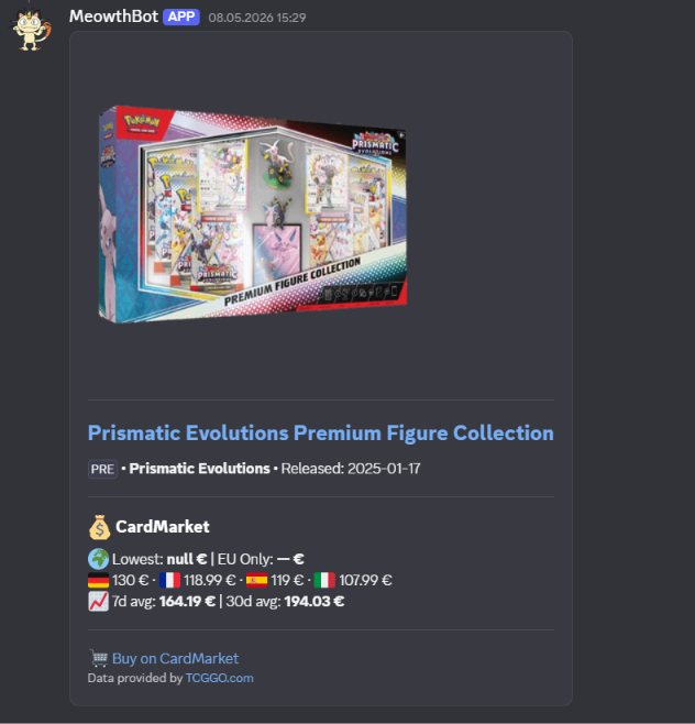 MeowthBot price check ukázka