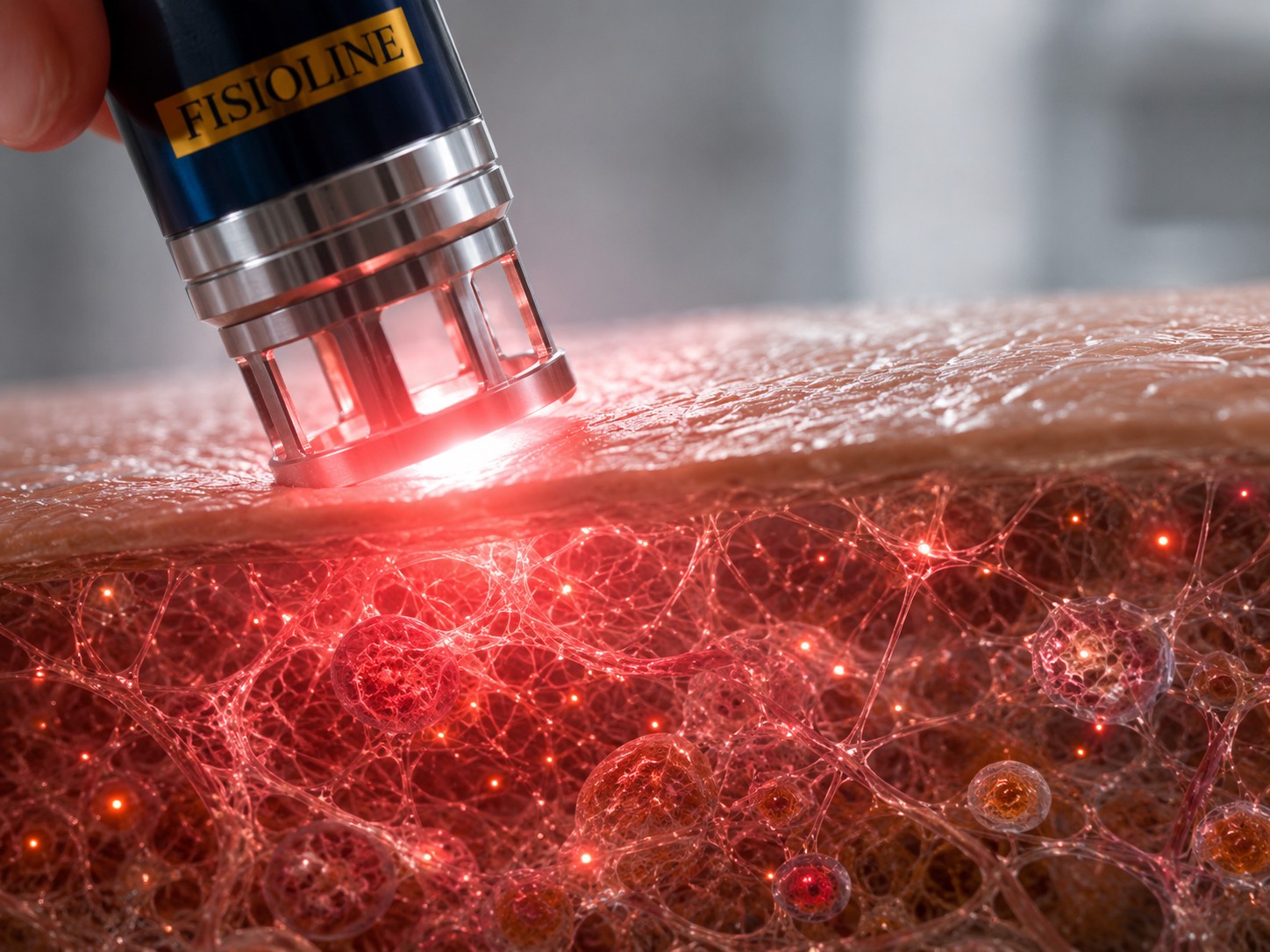 Illustration af laserlys, der arbejder i vævet på celleniveau