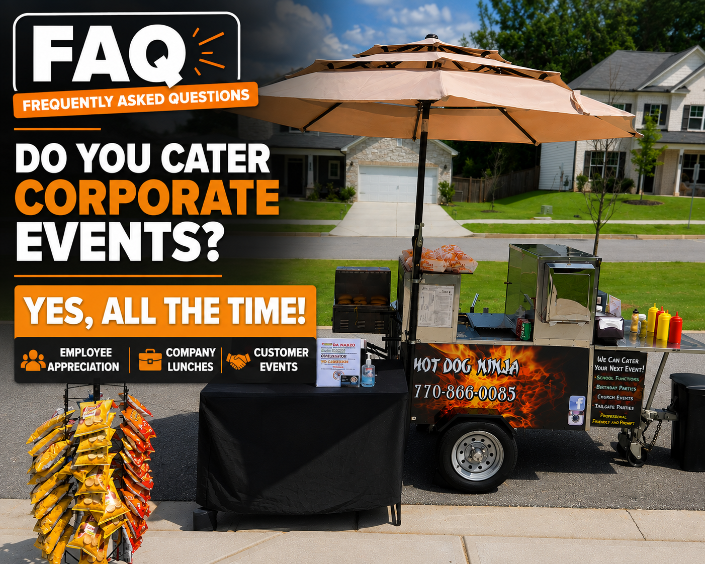 Hot Dog Ninja mobile cart catering a corporate event in North Georgia