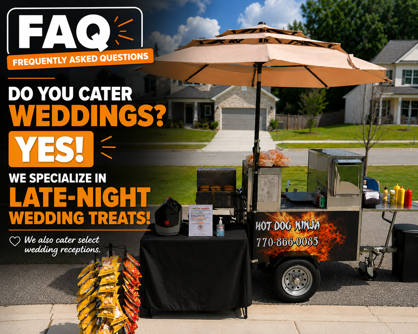 Hot Dog Ninja caters weddings — specializing in late-night wedding treats