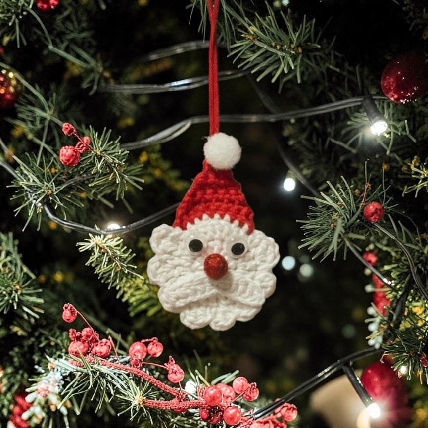 Handmade Crochet Santa Christmas Tree Ornament