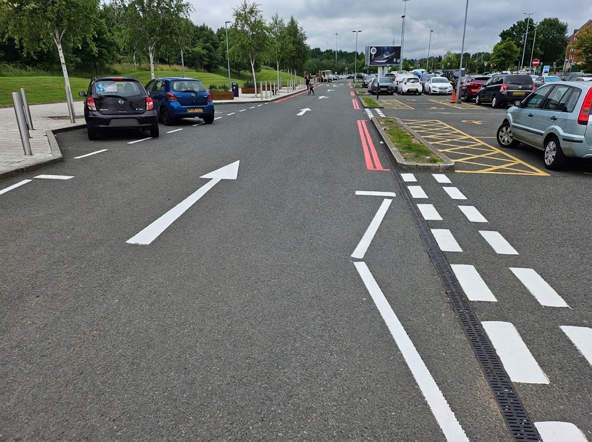 zig zags, arrows, double reds, give ways, car parking, west midlands