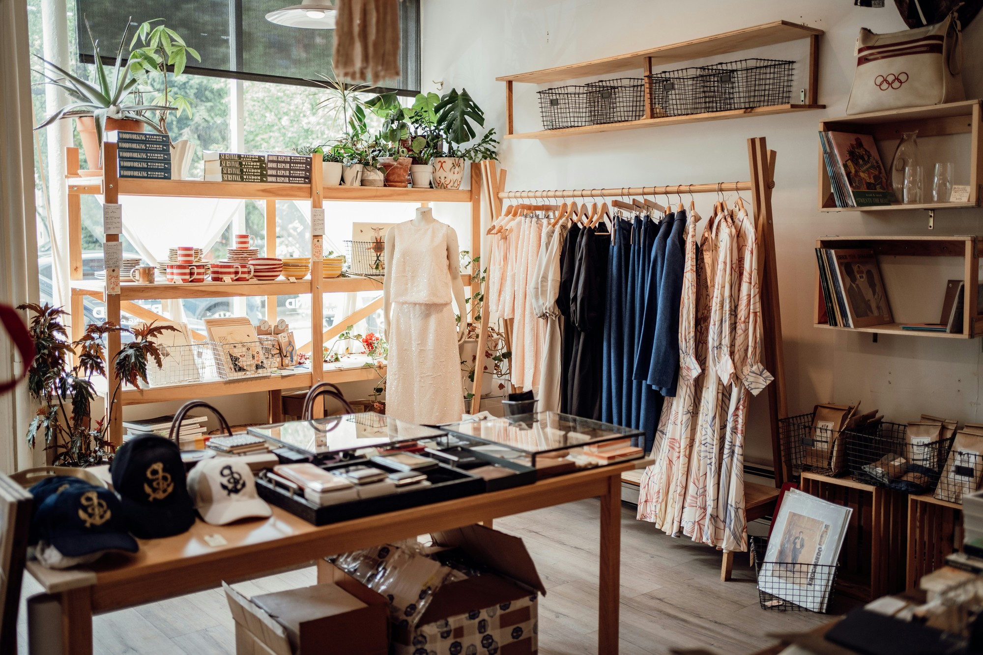 Contemporary boutique with a curated clothing display