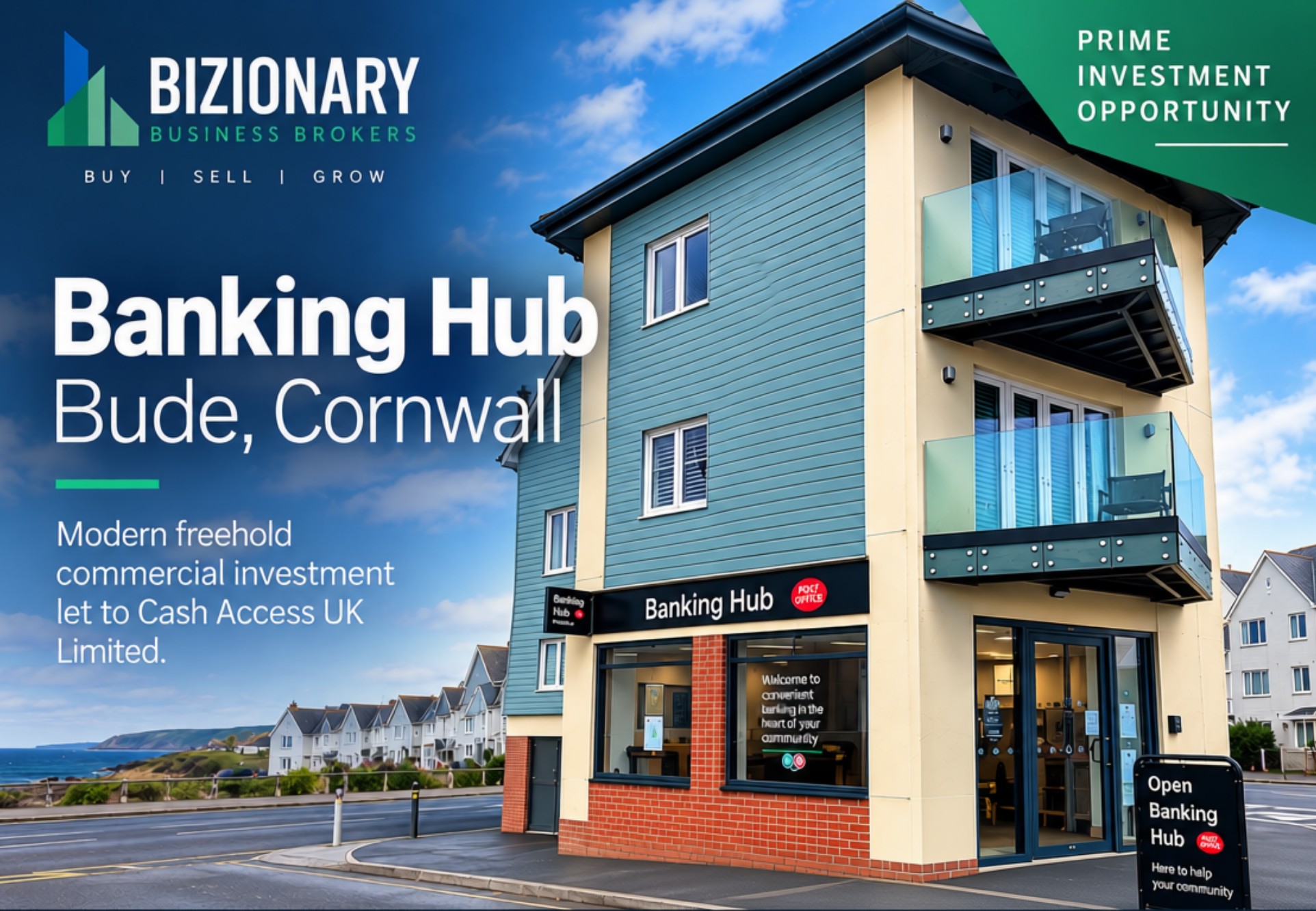 Banking Hub freehold commercial investment for sale in Bude, Cornwall