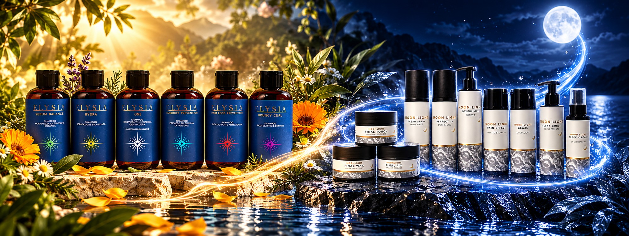 Collezione di cosmetici naturali GALA su pietra chiara
