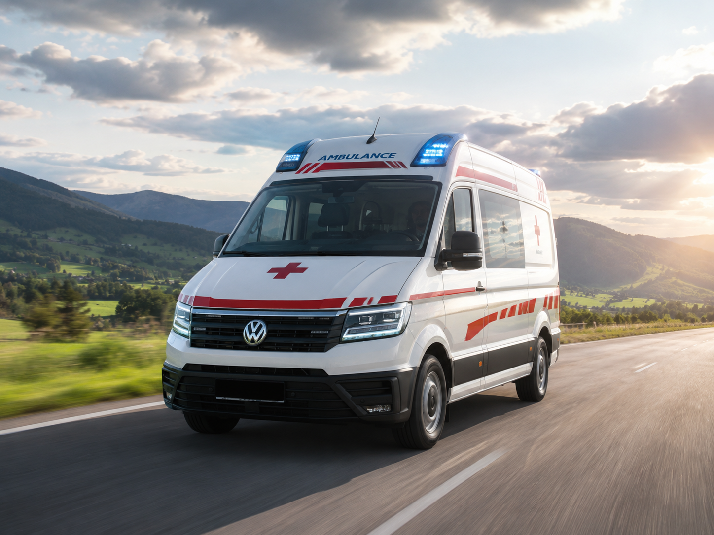 Sanitní vůz Medi Store na cestě