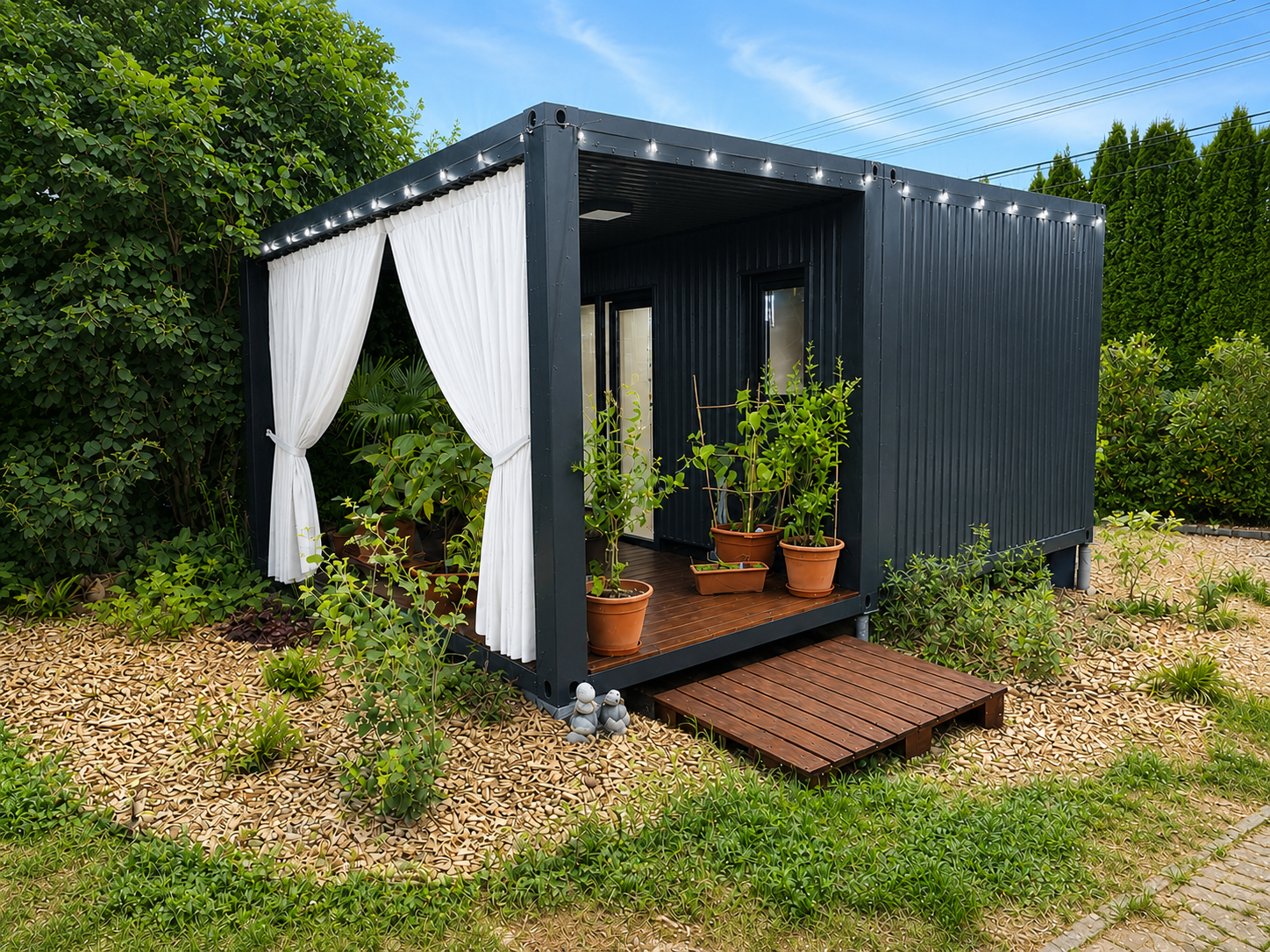 Tiny Garden exteriér s terasou – den