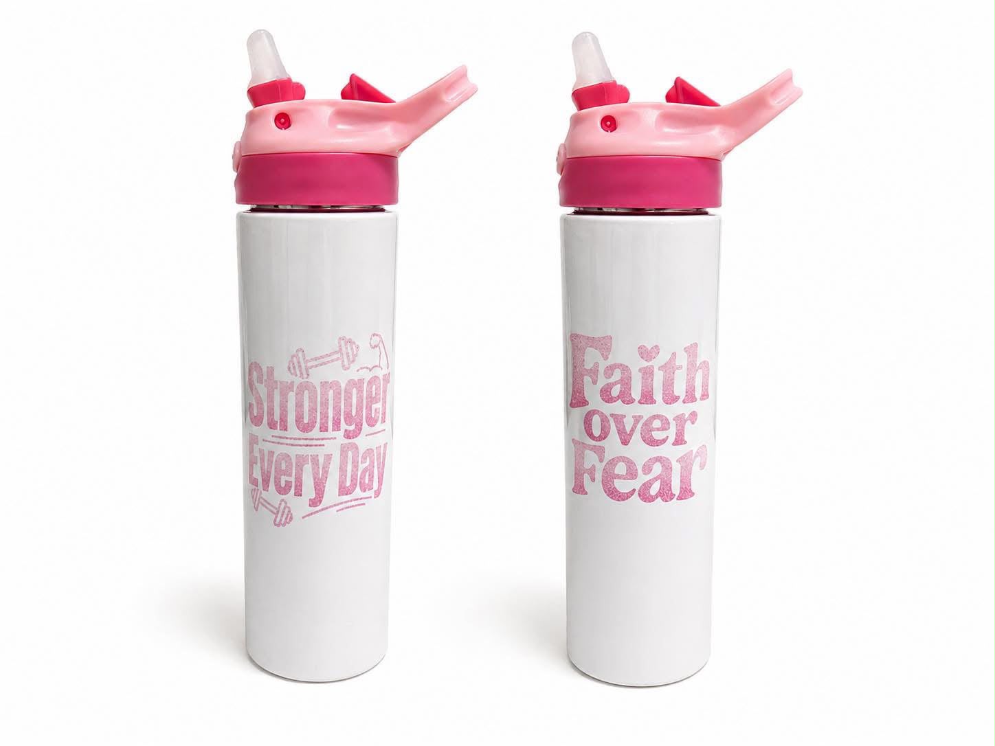 White mugs with printed text and butterfly designs
