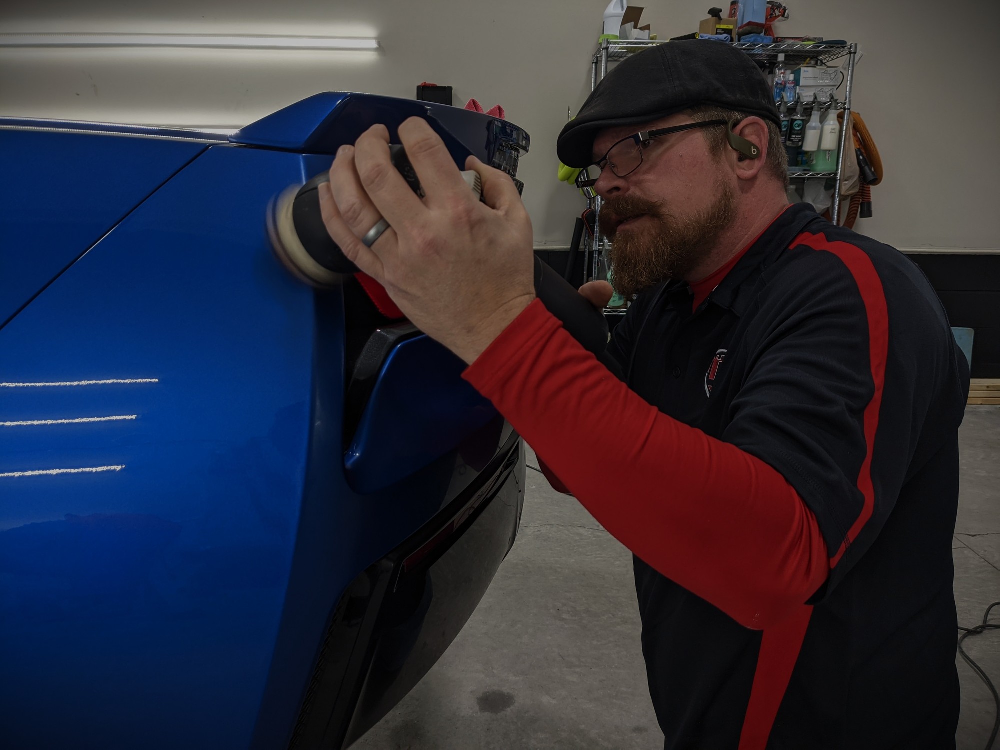 Paint enhancement work in progress at the Revival Autoworks studio