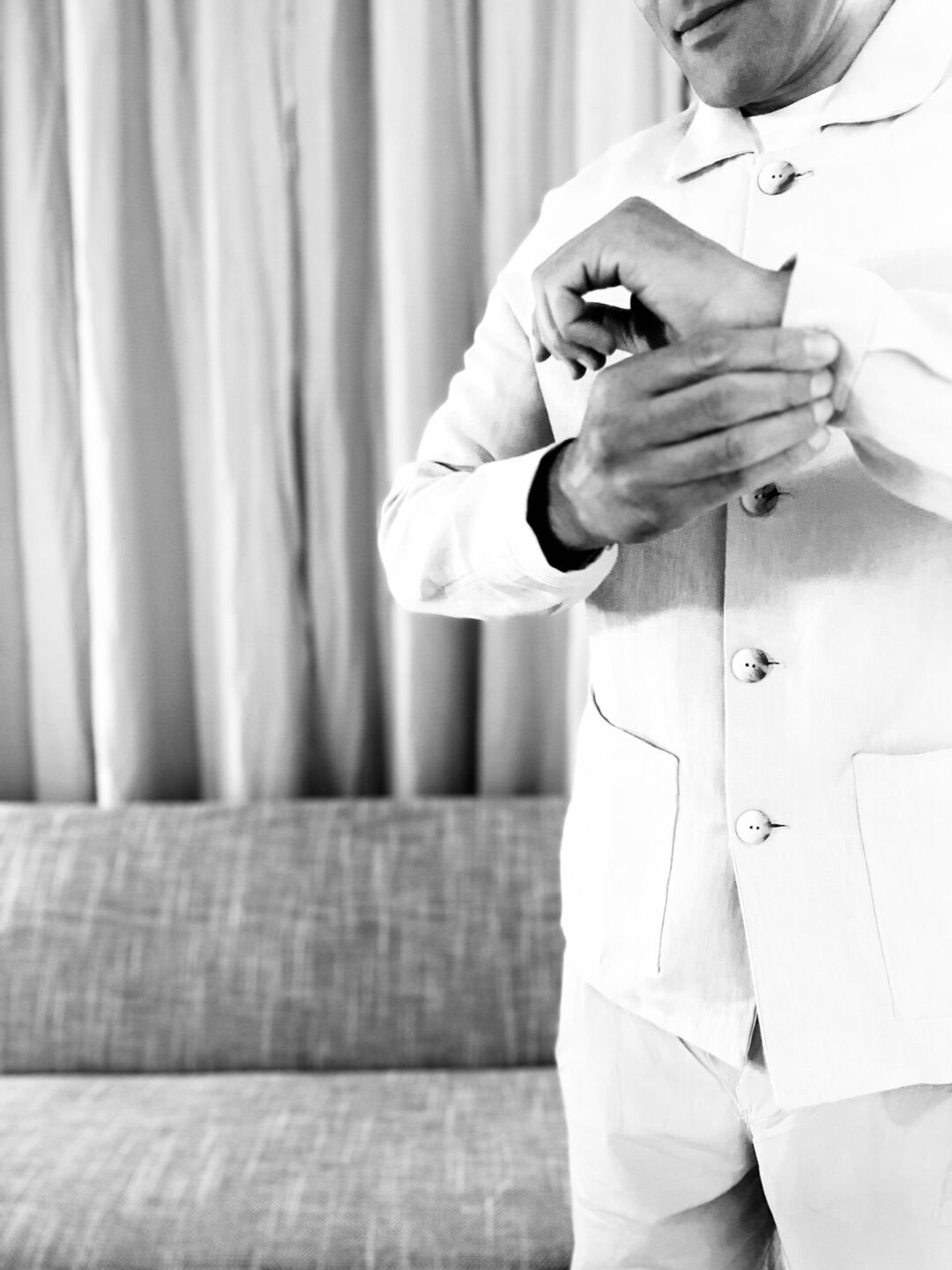 Custom LINFIN linen lab coat for Compendium