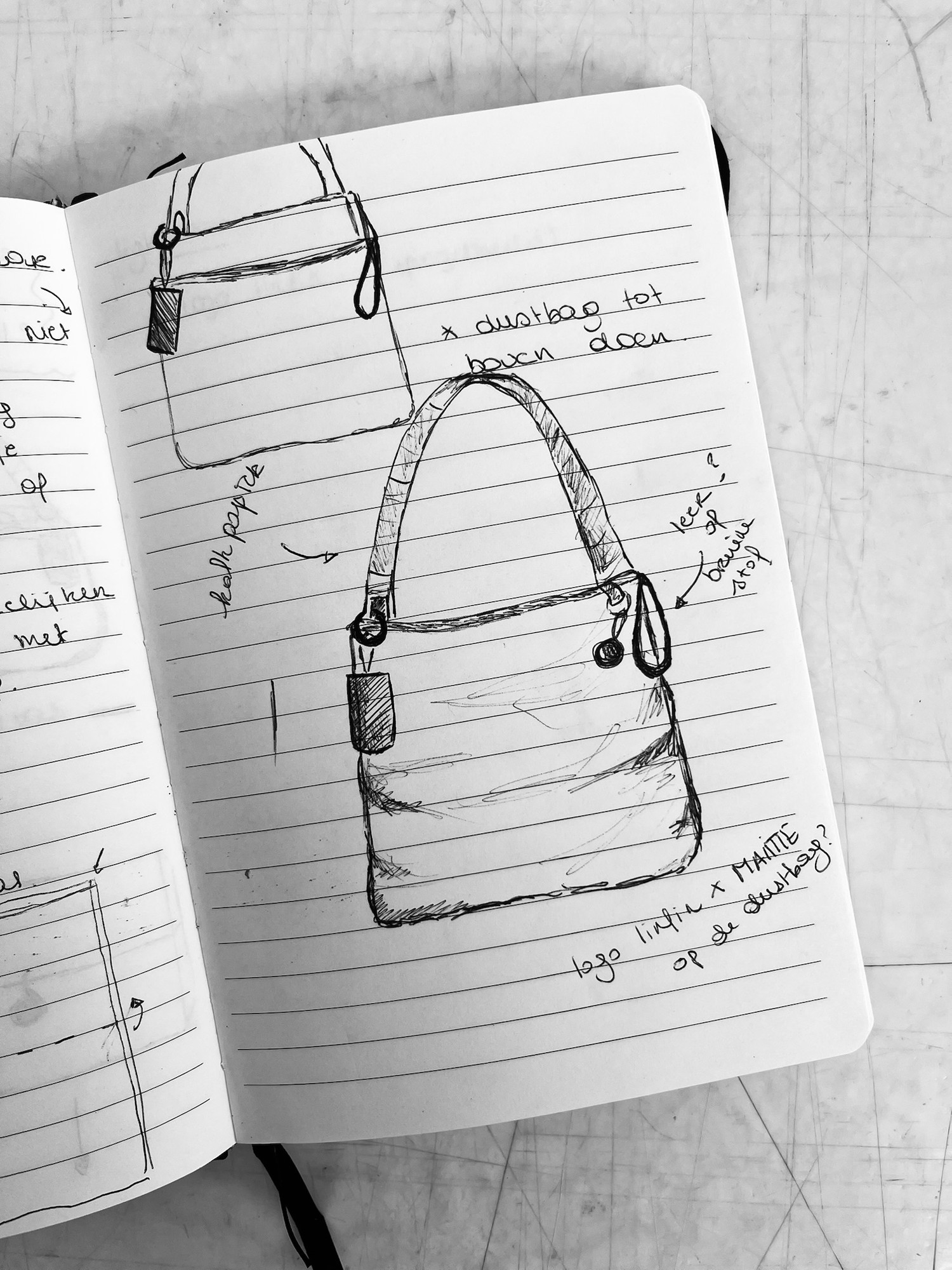 Close-up of the Maiit tote seam stitching and linen texture