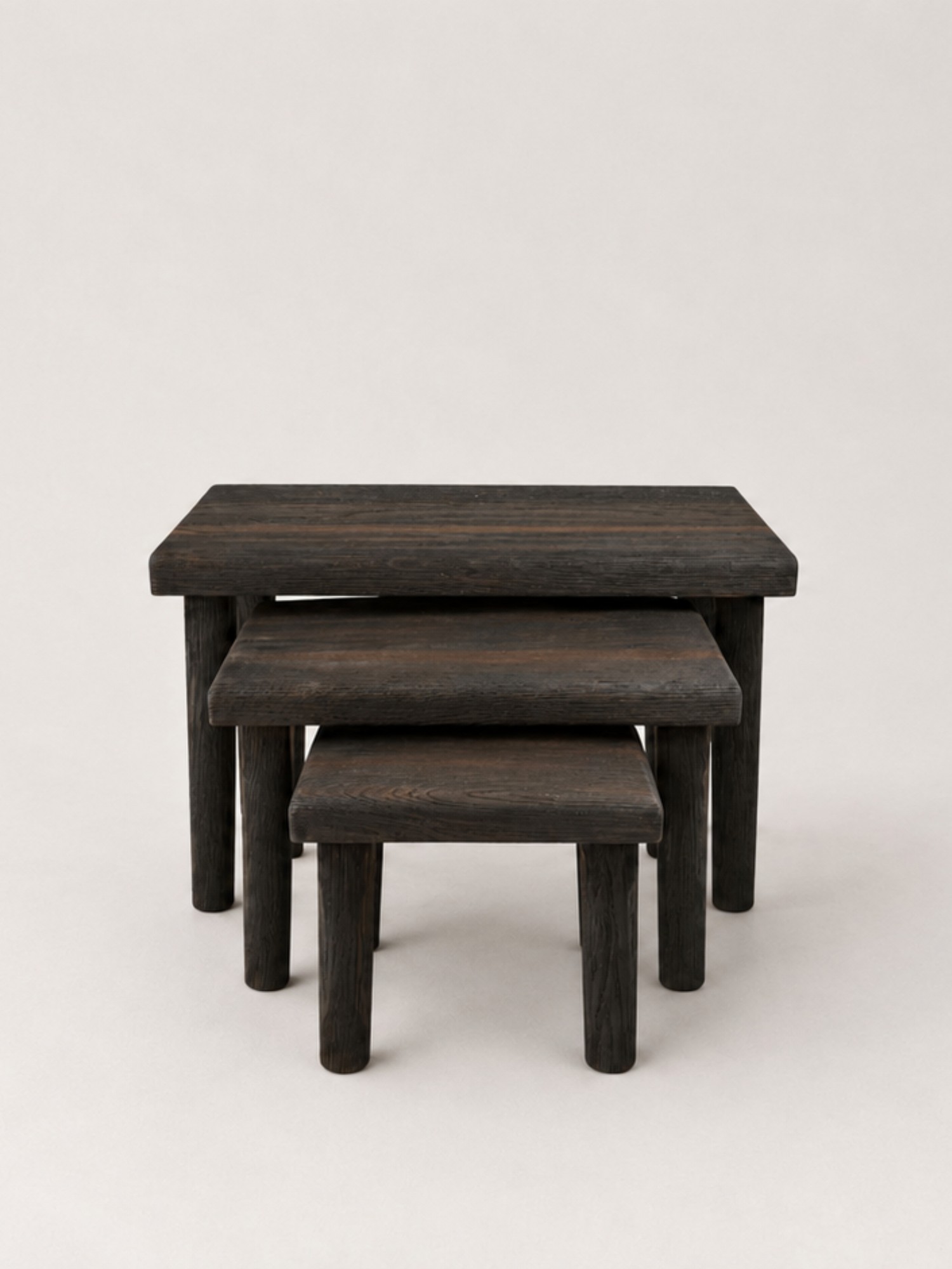 Brutalist Blackened Oak Side Tables