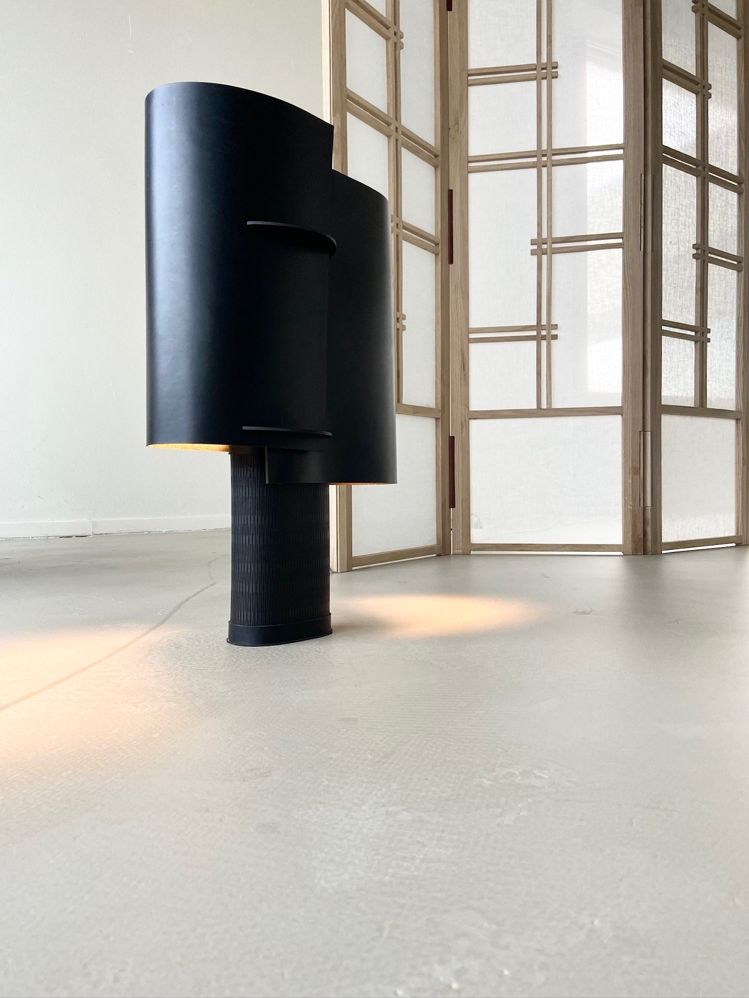 Handcrafted LINFIN room divider shown in the studio