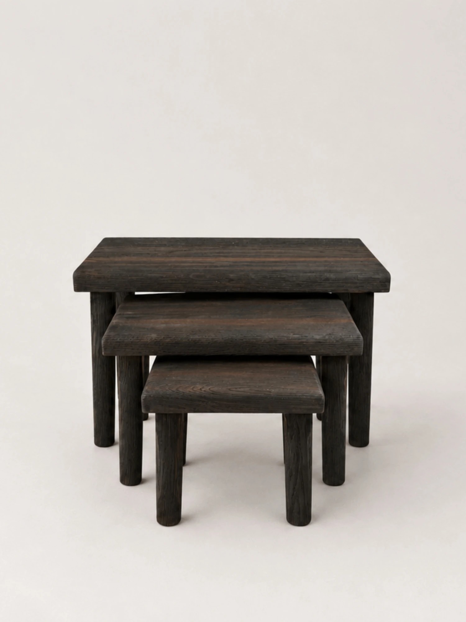 Brutalist Blackened Oak Side Tables
