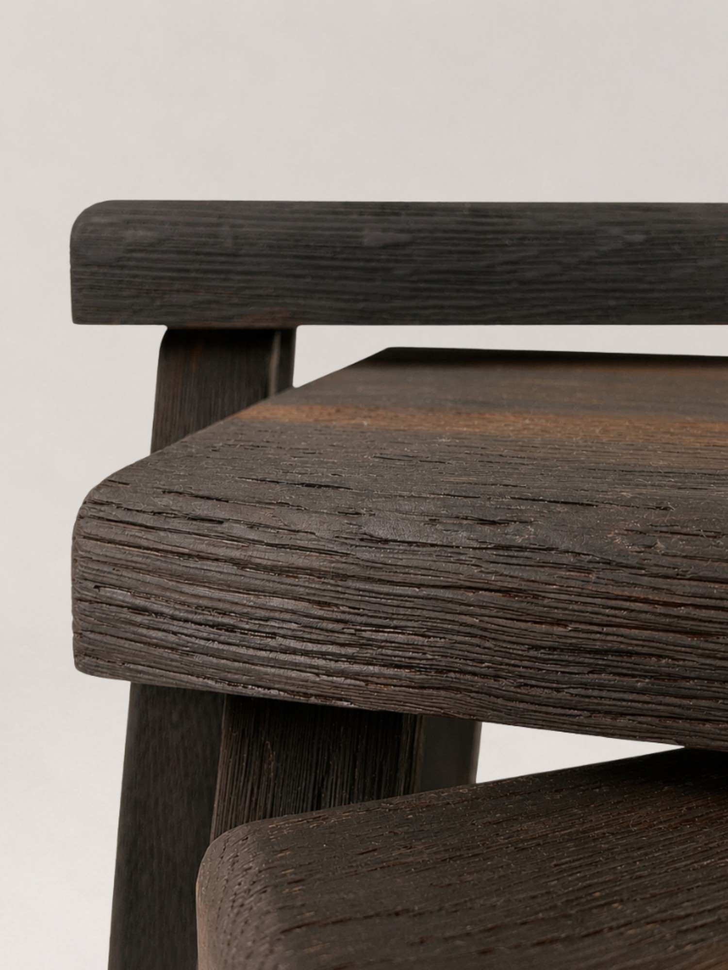 Brutalist Blackened Oak Side Tables