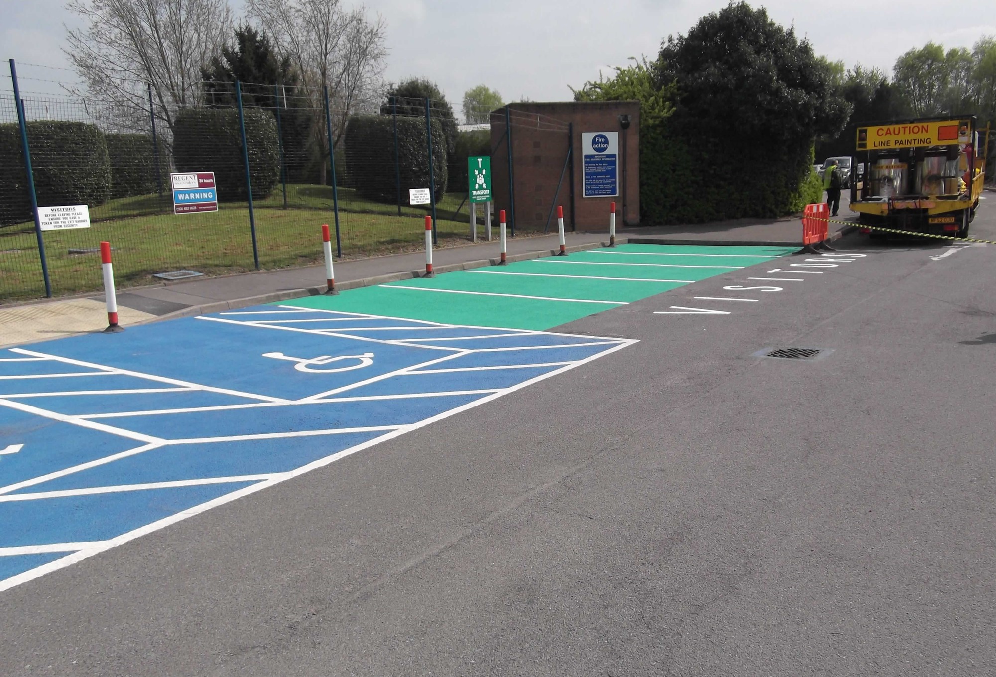 Car park layout with visitor bays marked