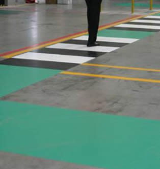 pedestrian routes & storage areas