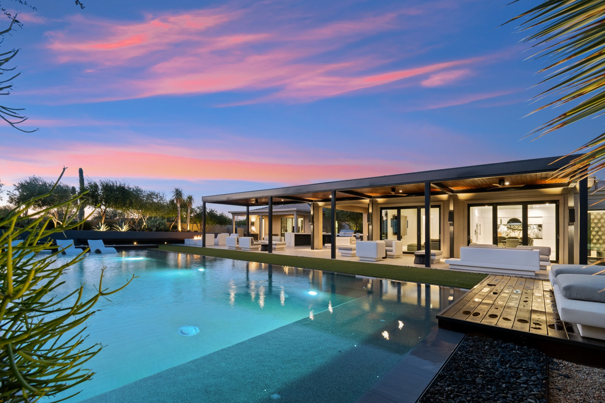 Luxury desert residence at sunset