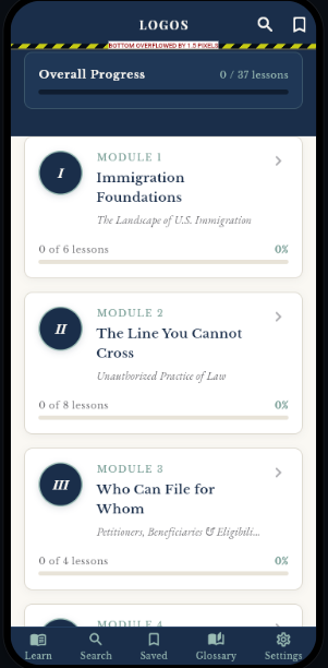 LOGOS App — Course modules list