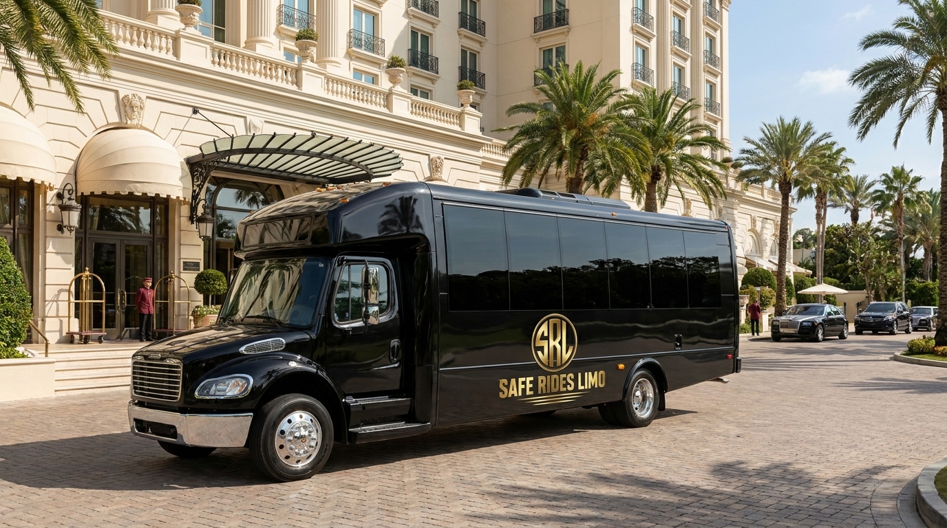 SRL Executive Coach at luxury hotel — Safe Rides Limo Los Angeles