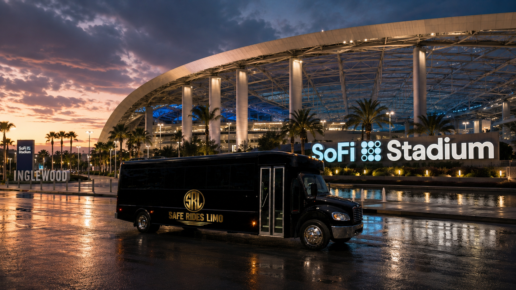 Safe Rides Limo Executive Coach at SoFi Stadium - World Cup 2026 transportation