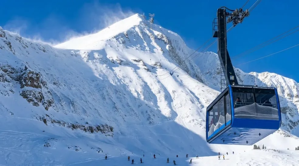 Ski resort gondola over Montana mountains